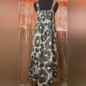 LOFT Black and White Firework A-Line Maxi Sundress Resort Wear